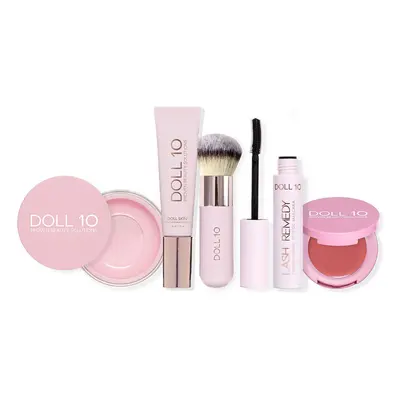 Doll10 Kit make-up 5 pezzi: fondotinta, blush, cipria rosa, mascara