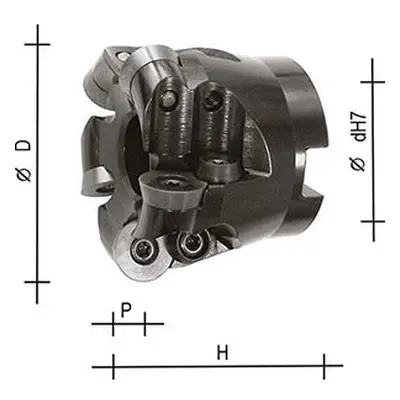 Fresa per spianatura inserti tondi RD16 D.80 Z4 Attacco d.27