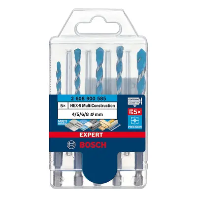 Set 5 punte foratura Bosch HEX-9 Expert MultiConstruction per calcestruzzo, 4-8mm