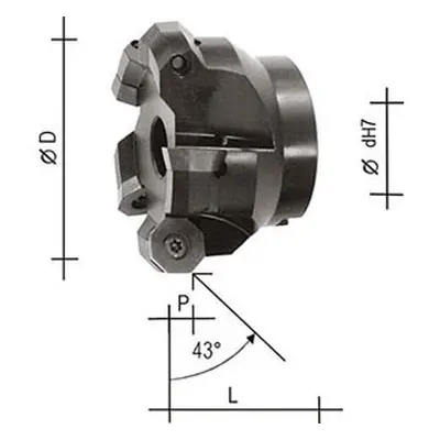 Fresa per spianatura 43�� Z4 D.50 attacco D.22 per inserti ISO ODH0605