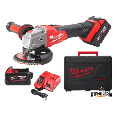 Smerigliatrice angolare Milwaukee M18 Fuel 125mm interruttore a slitta FSAG125XB+2 Batt. 5ah