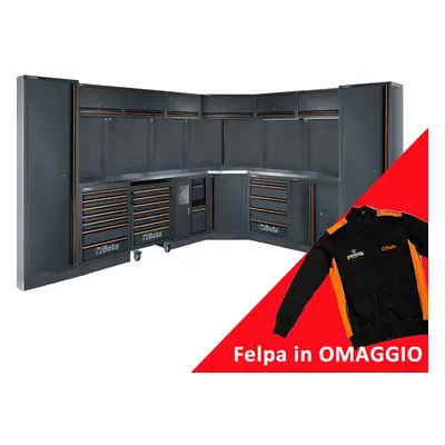 Arredamento modulare per officina Beta C45PRODX con piano in acciaio inox + felpa in OMAGGIO