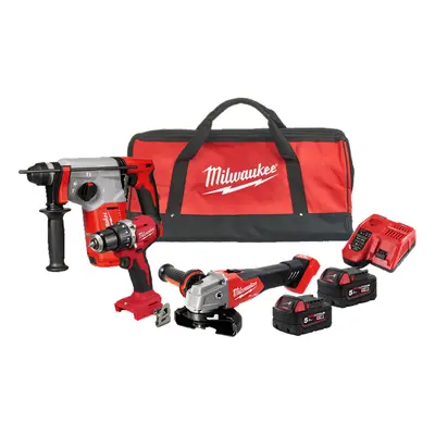 Kit 18V Milwaukee Trapano avvitatore BLPDRC + Tassellatore BLH + Smerigliatrice FSAG125X