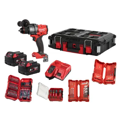 Trapano con percussione Milwaukee M18 Fuel FPD3 con 2 batterie, valigetta e 95 accessori