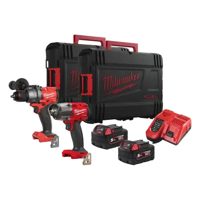 Kit Milwaukee 18V Trapano FPD3 + Avvitatore ad impulsi FMTIW2F12 con 2 batterie e valigetta