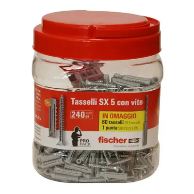 Tasselli Fischer SX-S in nylon con vite truciolare in barattolo (120pz)