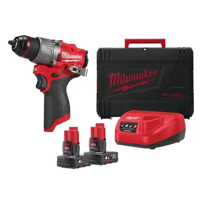 Trapano avvitatore Milwaukee M12 Fuel FDD2 con 2 batterie, caricabatterie e valigetta