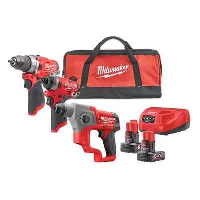 Kit Milwaukee 12V Trapano FPD2 + Avvitatore impulsi FID2 + Tassellatore CH