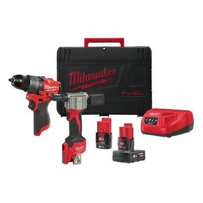 Kit Milwaukee 12V Trapano FPD2 + Rivettatrice BPRT con 2 batterie e caricabatterie