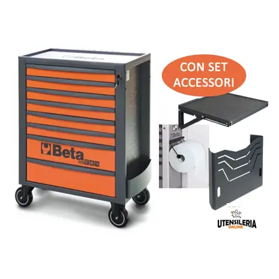 Beta carrello arancio RSC24 8 cassetti con porta carta, porta documenti e mensola