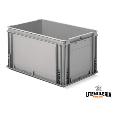 Cassetta in plastica Fami Euro Box 600x400x320mm con maniglie chiuse e fondo liscio