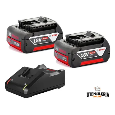 Set ricarica Bosch 2x batterie GBA 18V 4Ah + caricabatteria GAL 18V-40