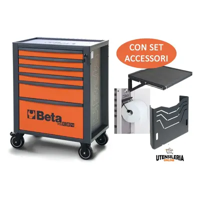 Beta carrello arancio RSC24 6 cassetti con porta carta, porta documenti e mensola