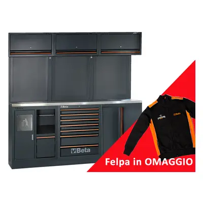 Arredamento modulare per officina Beta C45PROAX con piano in acciaio inox + felpa in OMAGGIO