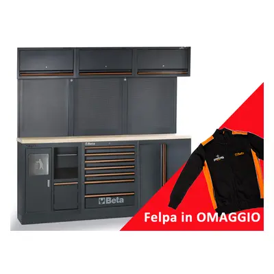 Arredamento modulare per officina Beta C45PROAW con piano in legno + felpa in OMAGGIO