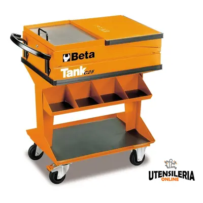 Carrello arancio Tank C25 Beta vuoto con mensola e coperchio ribaltabile