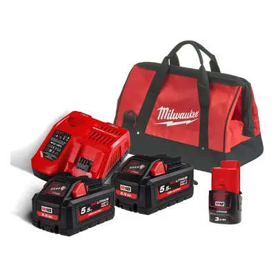 Energy Pack Milwaukee 2 batterie M18 5.5Ah +caricabatterie+batteria M12+borsa OMAGGIO