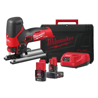 Seghetto alternativo per legno Milwaukee M12 Fuel FJS con 2 batterie, caricabatterie e valigetta