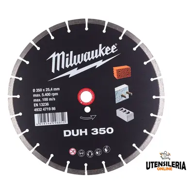 Disco diamantato Milwaukee DUH 350mm per materiali duri e cemento armato