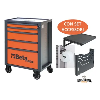 Beta carrello arancio RSC24 5 cassetti con porta carta, porta documenti e mensola