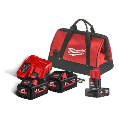 Energy Pack Milwaukee con 2 batterie M18 8.0Ah e caricabatterie + batteria M12 OMAGGIO