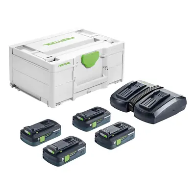 Set di ricarica Festool SYS 18V con 4 batterie BP18 da 4,0 Ah e carica batterie TCL 6 DUO