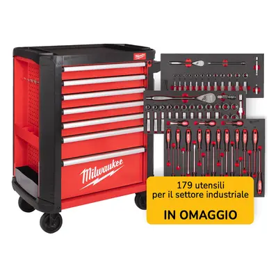 Carrello portautensili Milwaukee SRC30 a 7 cassetti con 179 utensili per l'industria