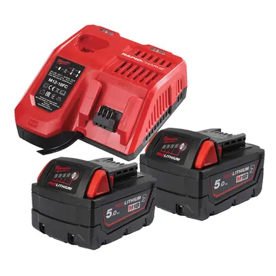 Energy Kit Milwaukee 2 batterie M18 5.0Ah resistenti agli agenti chimici e caricabatterie rapido