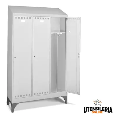 Armadio spogliatoio 3 scomparti Fami 1195x500x2141 mm con piedini e tetto inclinato