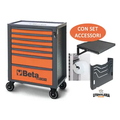 Beta carrello arancio RSC24 7 cassetti con porta carta, porta documenti e mensola