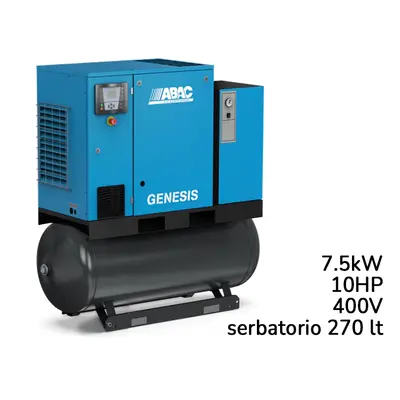 Compressore ABAC Genesis IE 7,5kW velocit�� variabile con essiccatore su serbatoio 270lt