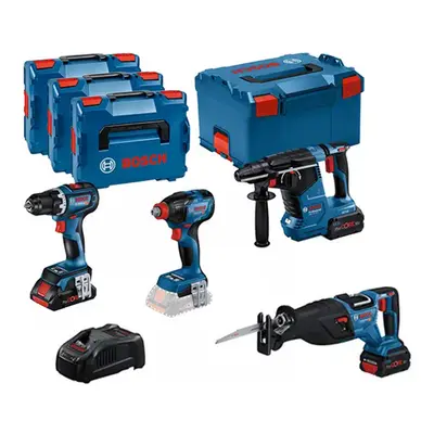 Bosch Kit trapano, avvitatore, perforatore e sega universale con 3 batterie e valigette