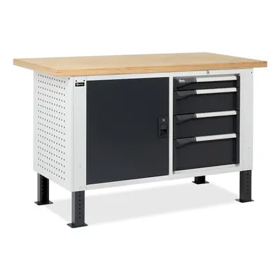 Banco da lavoro regolabile Fami Master BR 150cm piano in legno, armadio e 4 cassetti