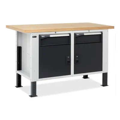 Banco da lavoro regolabile Fami Master BR 150cm piano in legno e 2 armadi con cassetto e porta