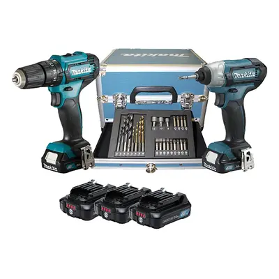 Kit 12Vmax Makita Trapano HP333D + Avvitatore TD110D con 3 batterie, valigetta ed inserti