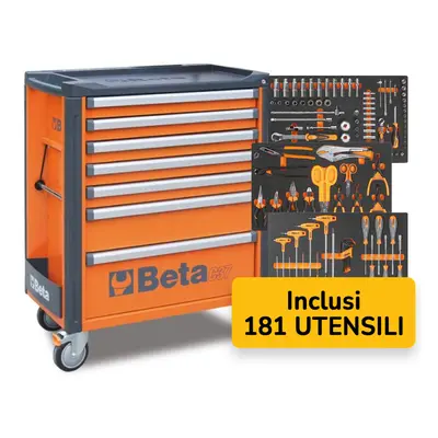 Cassettiera mobile Beta C37/7 con 7 cassetti e 181 utensili inclusi per la manutenzione generale