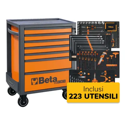 Carrello porta attrezzi Beta RSC24 da 7 cassetti con 223 utensili per automotive inclusi