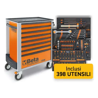 Cassettiera mobile Beta Worker BW 2400S 8/E-L con 8 cassetti e 398 utensili inclusi