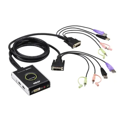 ATEN Switch KVM cavo USB DVI/audio a 2 porte con selettore porta CS682