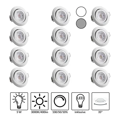 LED incasso Krog set da 12 bianco