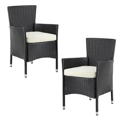 Sedie da giardino 2 pz nero/crema in polyrattan