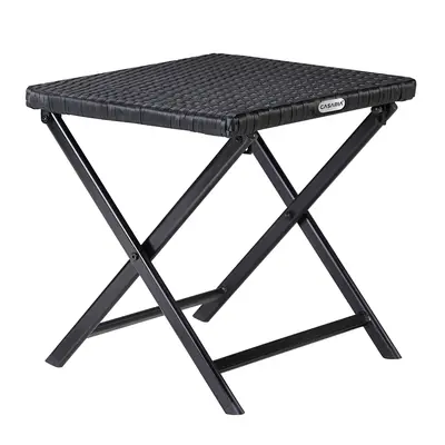 Poly Rattan Sgabello pieghevole Roma 3in1 Nero