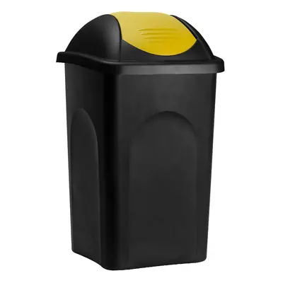 Pattumiera con coperchio nero-giallo plastica 60L