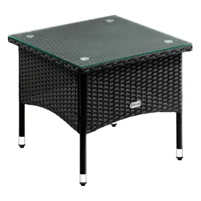 Tavolino da giardino nero polyrattan 50x50x45cm