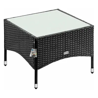 Tavolino da giardino piccolo nero polyrattan 58x58x42cm