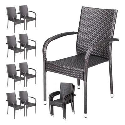 Sedie da giardino set da 8 marrone polyrattan impilabili