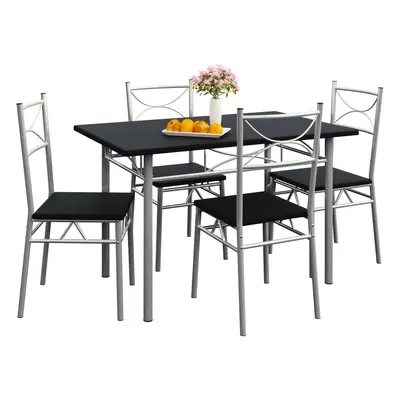 Set Sedie con Tavolo Paul 5 pezzi alluminio nero