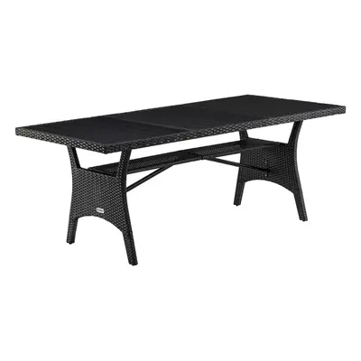 Tavolo da giardino Takeo nero polyrattan 190x90x75cm