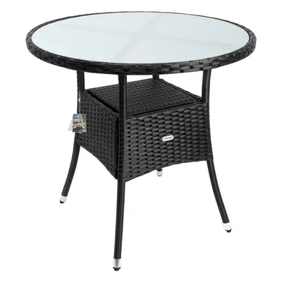 Tavolo da giardino rotondo nero polyrattan Ø80cm