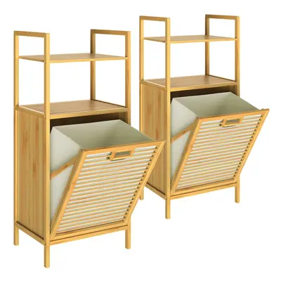 Mobile bagno in bamboo 2in1 cesto portabiancheria 35L